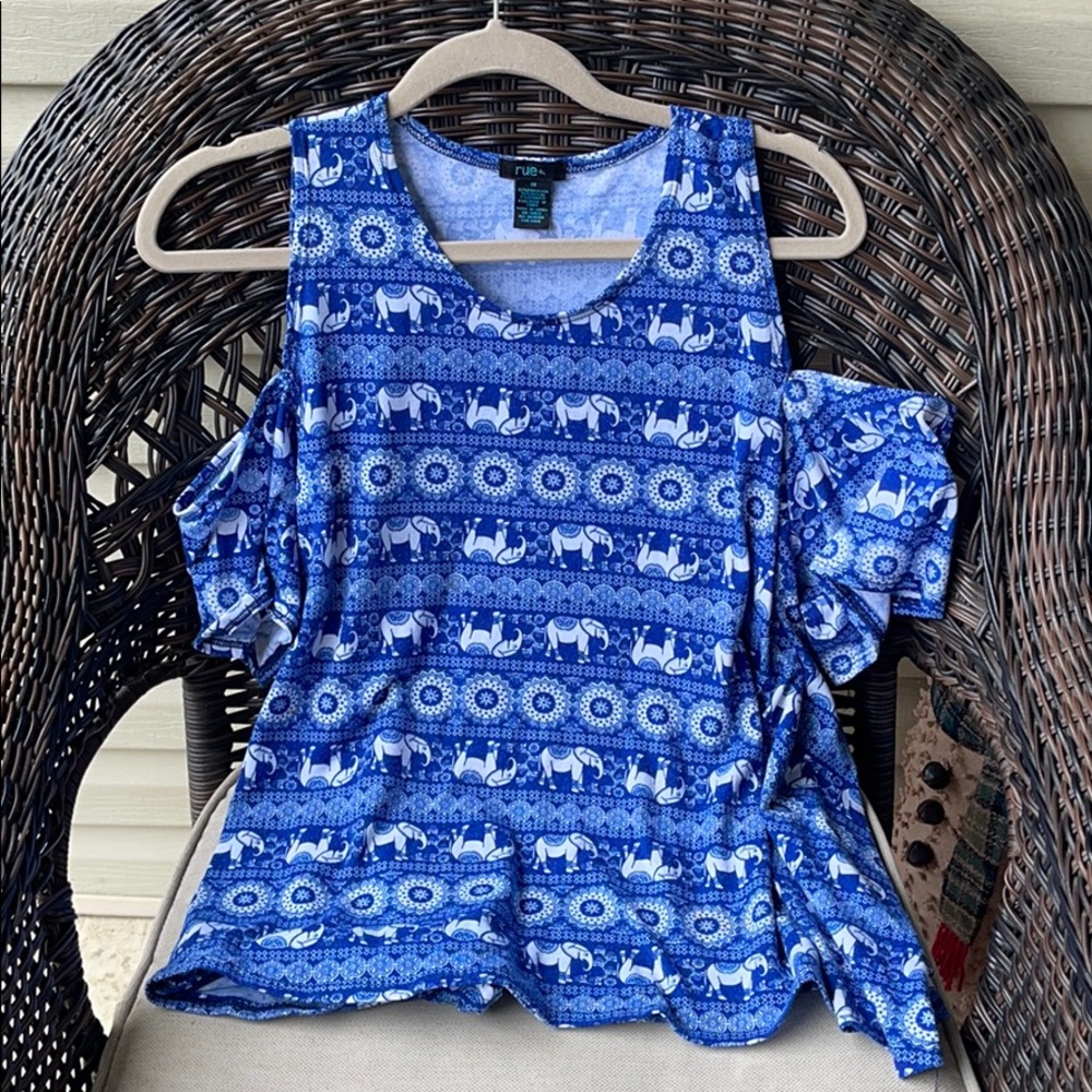Rue21 Blue Elephant Top 1X